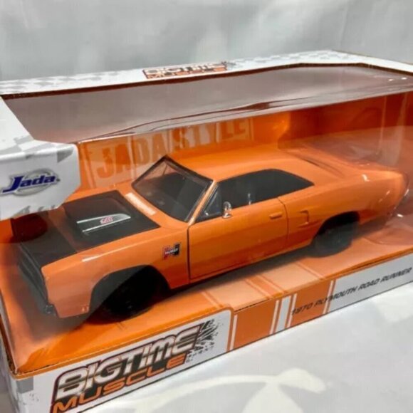 Jada Big Time Muscle 1970 Plymouth Road Runner Orange & Black 1:24 Die-cast NIP - Picture 2 of 15